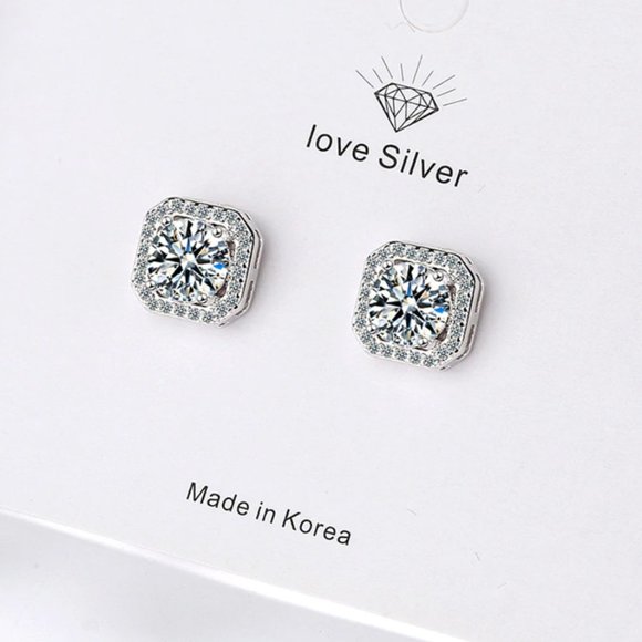 NEW 925 Silver Crystal Stud Earrings - Picture 7 of 8